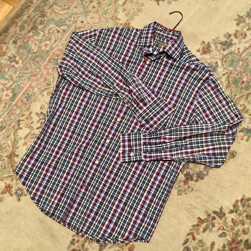 Peter Millar Summer Comfort Red/Black/Blue Plaid Shirt - Men's Med - EUC - Picture 3 of 6